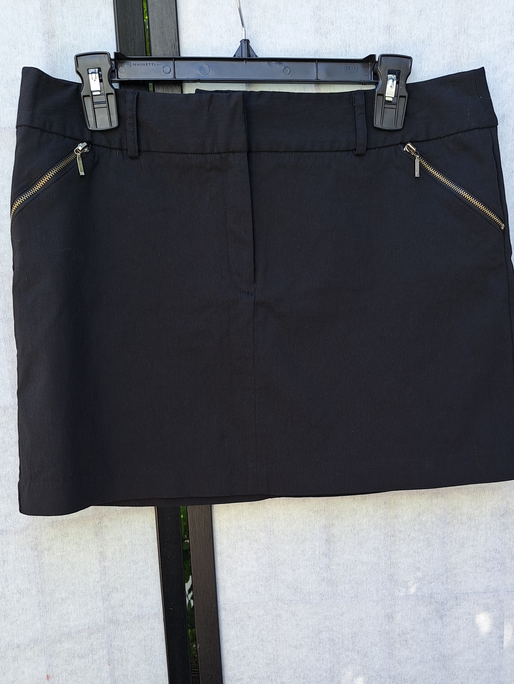Black Mini Skirt with Front Zipper Pockets